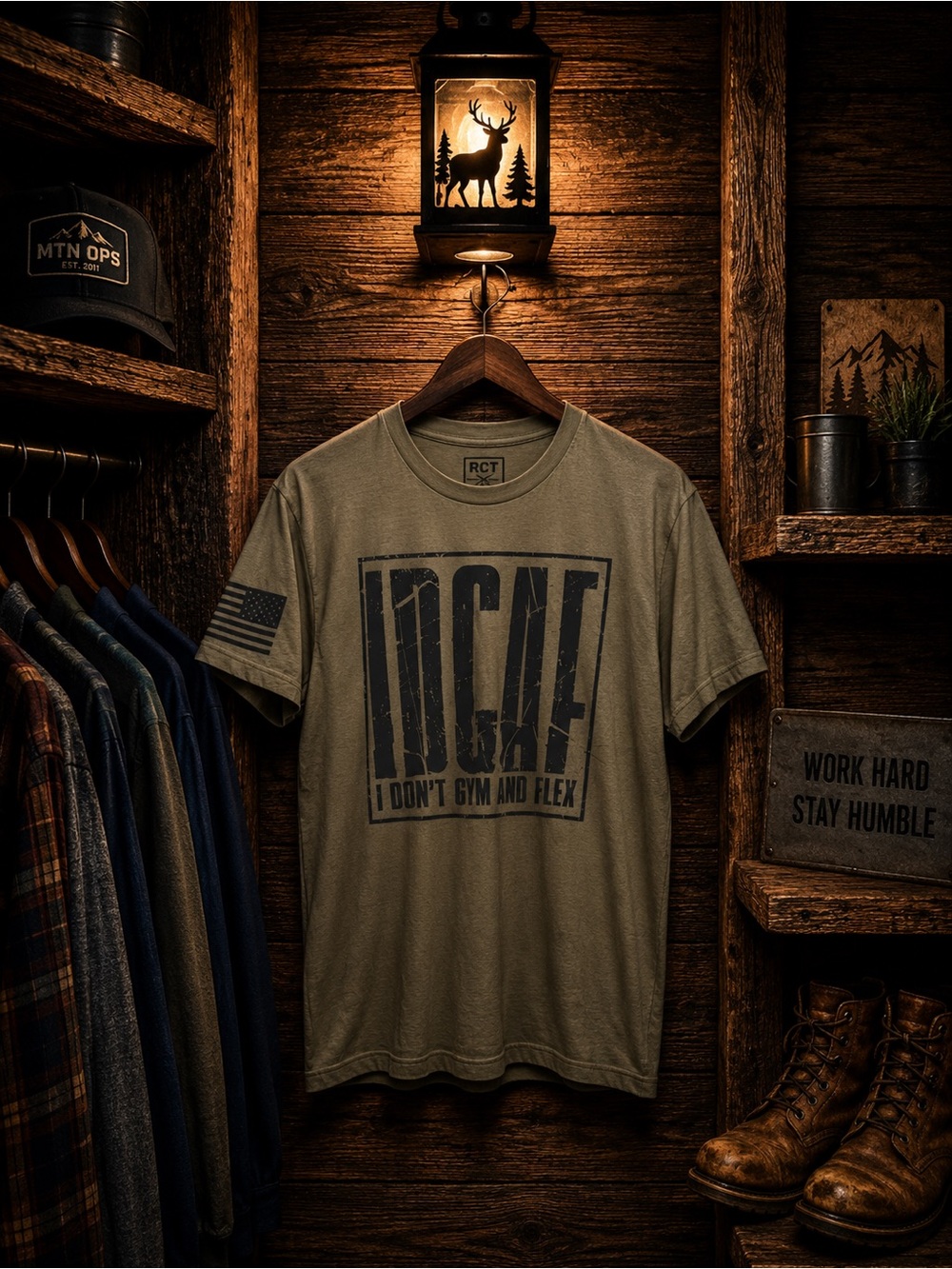 Redcon1 Men’s Large “I Don’t’ Gym And Flex” T-shirt OD Green NWOT